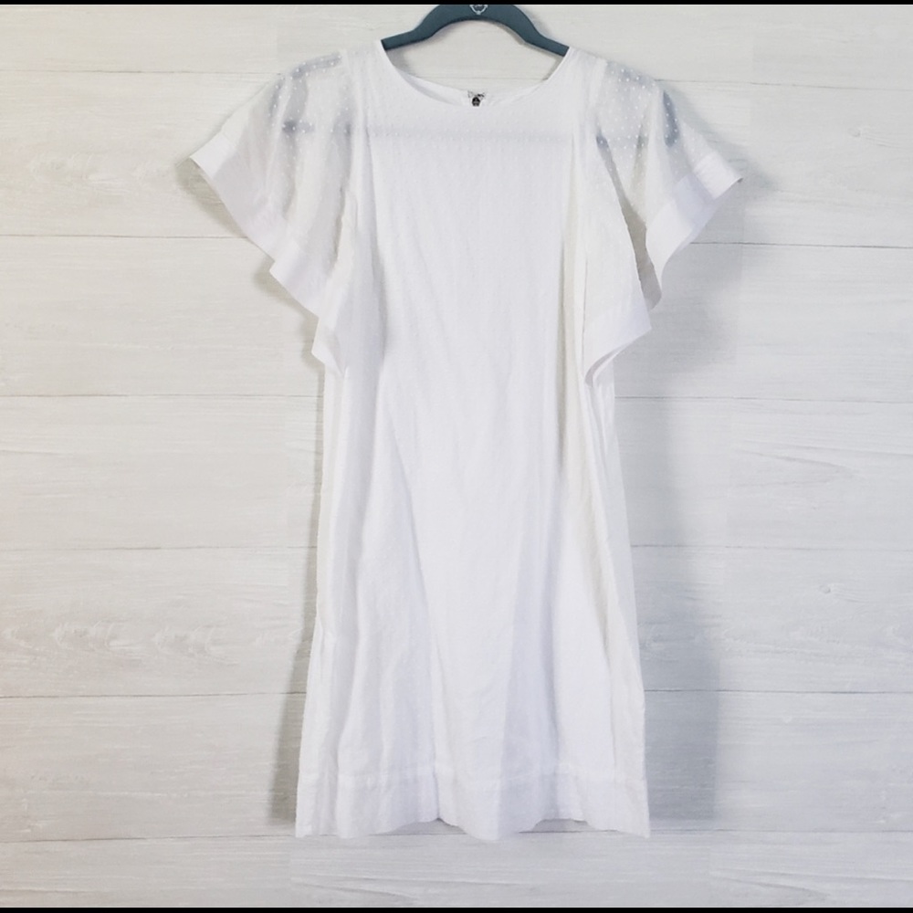 J Crew Raised Polka Dot Flutter Sleeve Dress